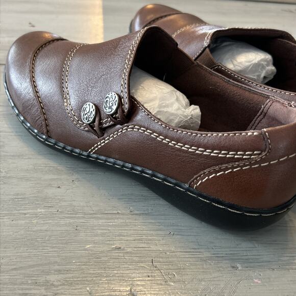 CLARKS Bendables Ashland Alpine Brown Leather Loafer Women's Size 9.5 Shoe - Picture 4 of 8